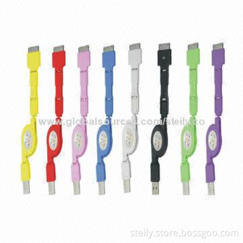 Universal 3-in-1 Retractable Micro USB 2.0 Data Cable for 30-pin Interface/Micro USB/Mini USB Models